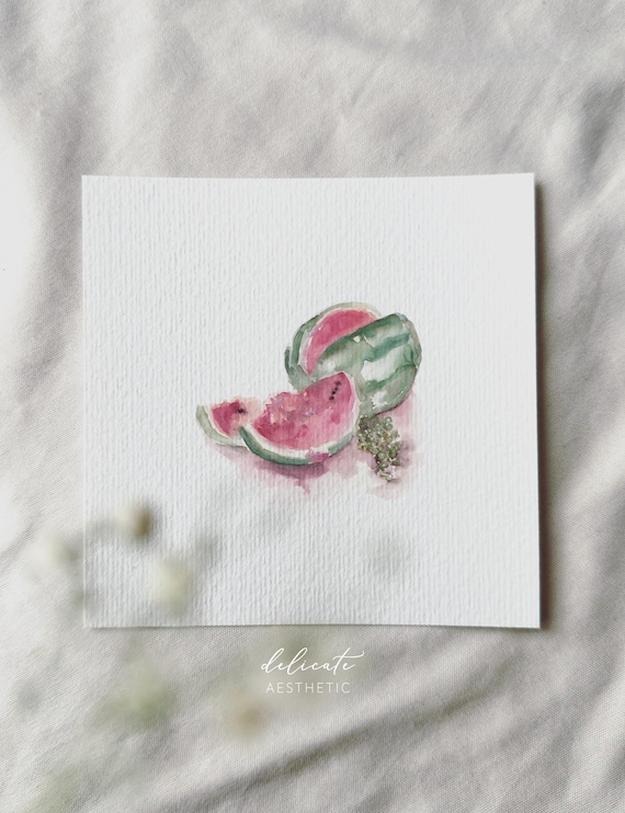 Watermelon - Miniature Art Print - Print from my original watercolor | DelicateAesthetic