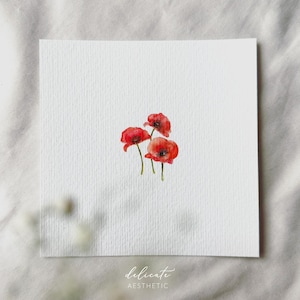 Mohnblumen | Miniatur Kunstdruck | Druck nach meinem Original Aquarell | DelicateAesthetic