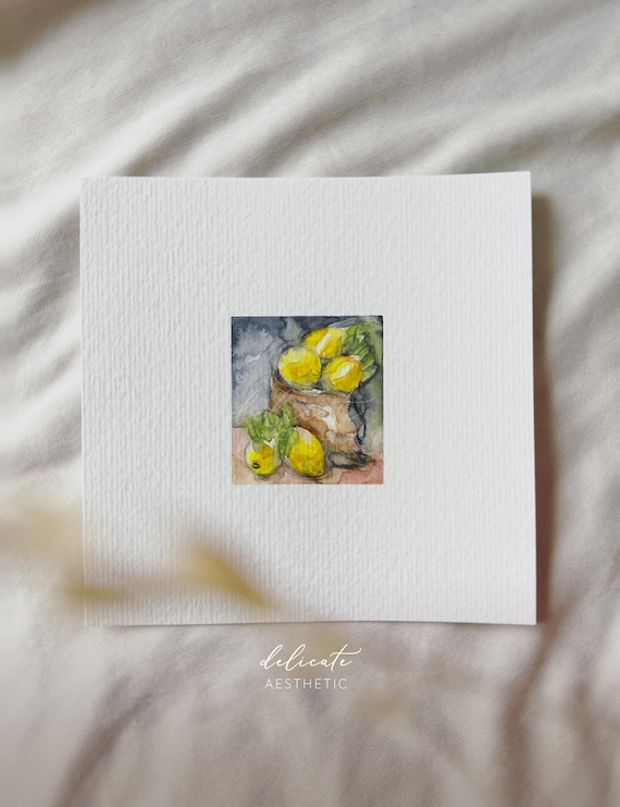 Yellow Treasures - Lemons - Miniature Art Print - Print from my original watercolor | DelicateAesthetic