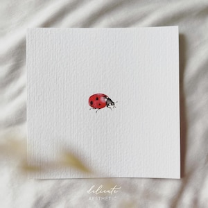 Joaninha: Pontilhada em movimento - impressão artística em miniatura - impressão baseada na minha aquarela original | Estética Delicada