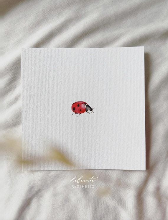 Ladybug: Dotted on the Move - Miniature Art Print - Print from my Original Watercolor | DelicateAesthetic