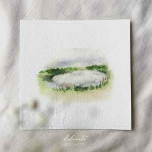 Paesaggio del Lago Verde | Stampa artistica in miniatura | Stampa dal mio acquerello originale | Estetica delicata