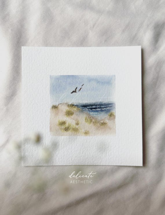 Baltic Sea Landscape II | Miniature Art Print | Print from my Original Watercolor | DelicateAesthetic