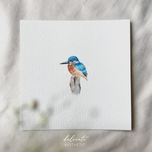 カワセミ | ミニチュアアートプリント | オリジナル水彩画のプリント | DelicateAesthetic
