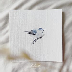 Bluebird - miniatuur kunstdruk - druk naar mijn originele aquarel | Delicate esthetiek