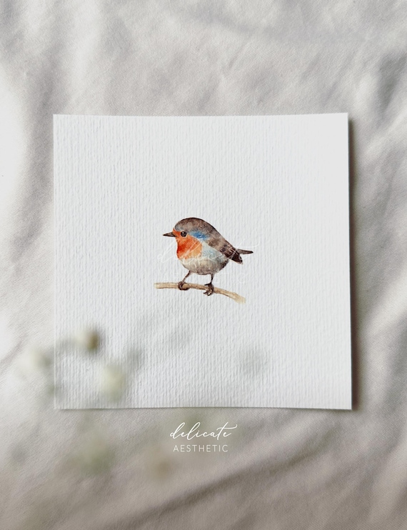Little Singer: Robin - Miniature Art Print - Print from my original watercolor | DelicateAesthetic