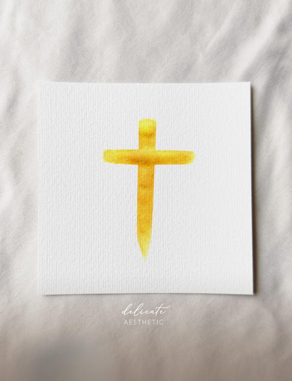 The Golden Cross - Miniature Art Print - Print after my original watercolor | DelicateAesthetic