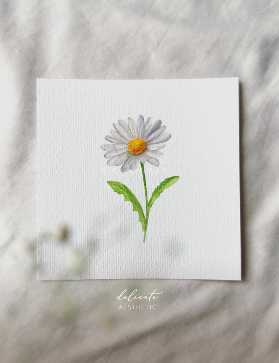 Daisy - Miniature Art Print - Print from my original watercolor | DelicateAesthetic
