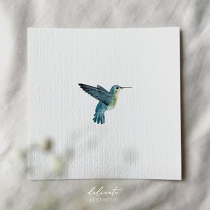 Colibrì felice | Stampa artistica in miniatura | Stampa del mio acquerello originale | DelicatoEstetico