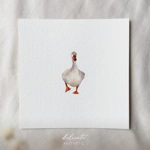 Goose March: Oca al mattino | Stampa artistica in miniatura | Stampa dal mio acquerello originale | Estetica delicata