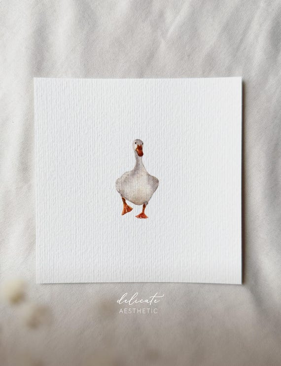 Goose March: Goose in the Morning | Miniature Art Print | Print from my Original Watercolor | DelicateAesthetic