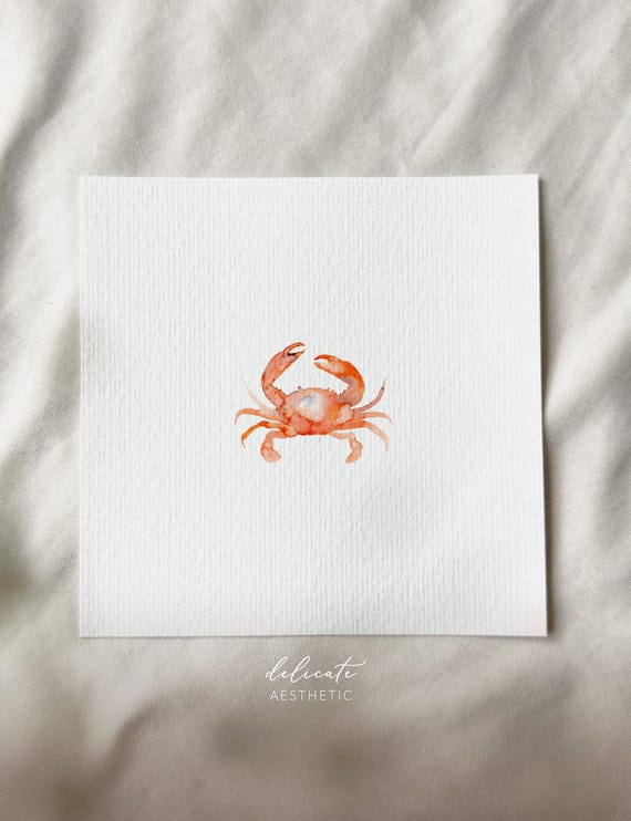Crab - Miniature Art Print - Print from my original watercolor | DelicateAesthetic