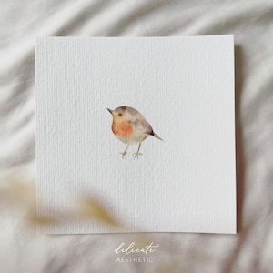 Piccolo Parula: Pettirosso - Stampa artistica in miniatura - Stampa basata sul mio acquerello originale | Estetica delicata