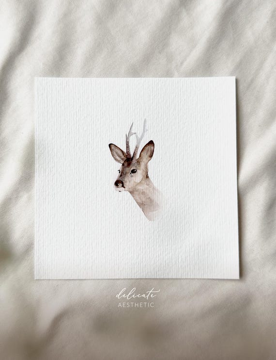 Deer - Miniature Art Print - Print after my original watercolor | DelicateAesthetic