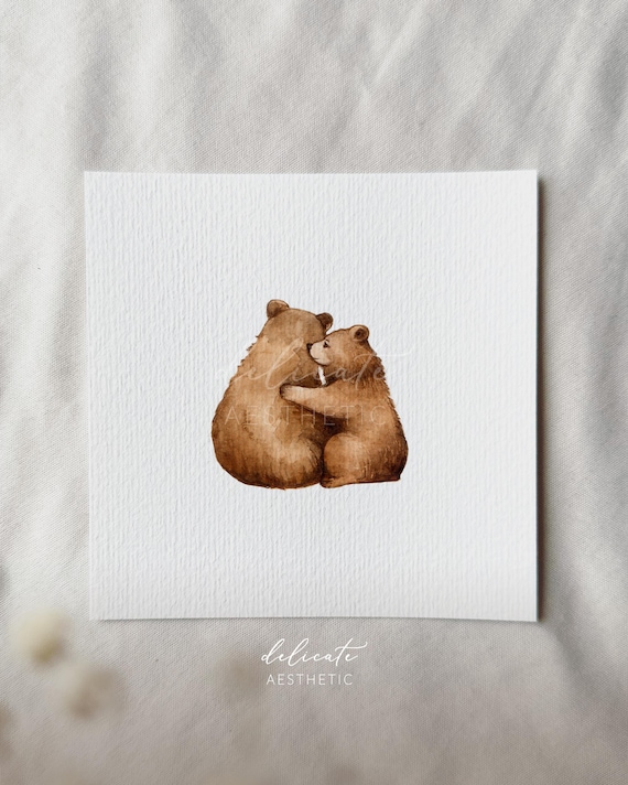 Strong together - Bear love - Miniature art print - Print from my original watercolor | DelicateAesthetic
