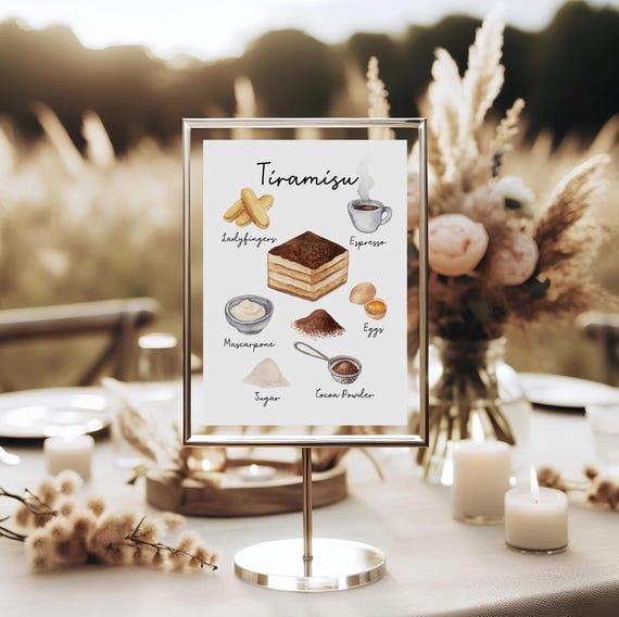 Tiramisu Recipe - Art Print - Print from my Original Watercolor | DelicateAesthetic