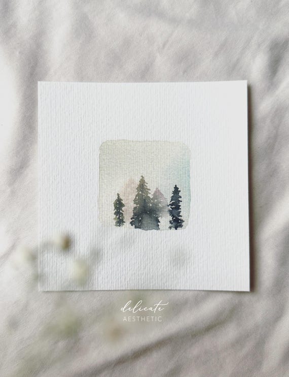 Cloud Forest | Miniature Art Print | Print after my Original Watercolor | DelicateAesthetic