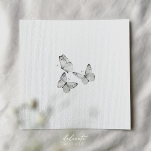 Butterfly dance in sunlight - Cabbage white butterflies - Miniature art print - Print from my original watercolor | DelicateAesthetic
