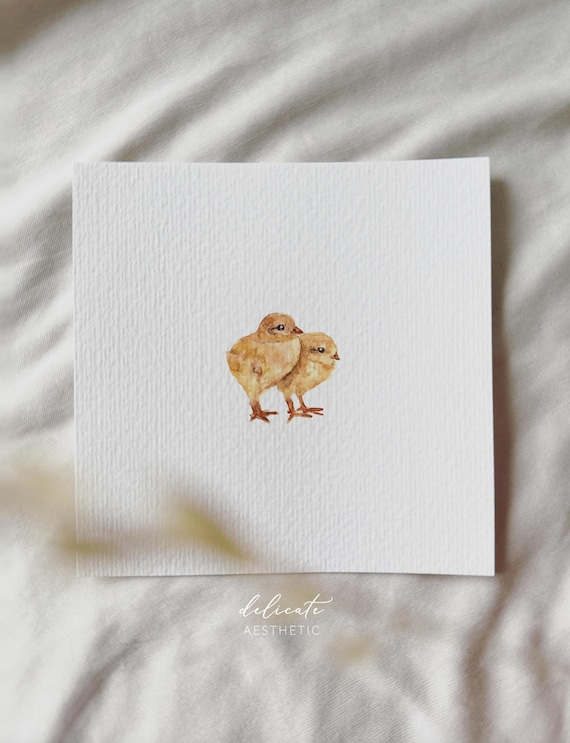 Chick Friends - Miniature Art Print - Print after my original watercolor | DelicateAesthetic