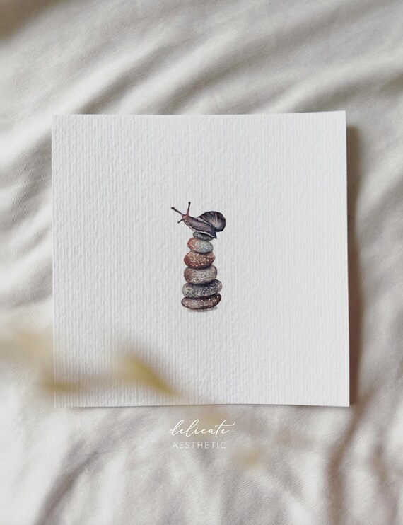 Snail - Miniature Art Print - Print after my original watercolor | DelicateAesthetic