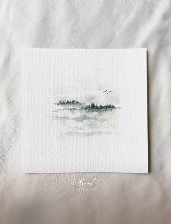 Misty Landscape | Miniature Art Print | Print from my Original Watercolor | DelicateAesthetic
