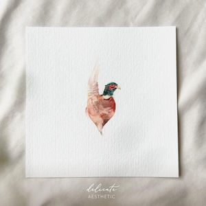 König der Wälder: Fasan - Miniatur Kunstdruck - Druck nach meinem Original Aquarell | DelicateAesthetic