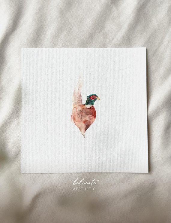 King of the Forest: Pheasant - Miniature Art Print - Print after my original watercolor | DelicateAesthetic