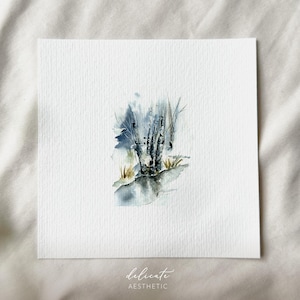 Home of Silence: The Birch Forest - Miniatuur kunstdruk - Print naar mijn originele aquarel | Delicate esthetiek