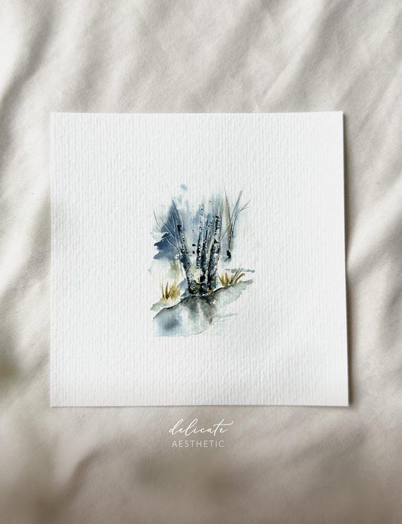 Home of Silence: The Birch Forest - Miniature Art Print - Print after my original watercolor | DelicateAesthetic