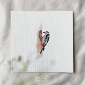 Specht - Miniatur Kunstdruck - Druck nach meinem Original Aquarell | DelicateAesthetic