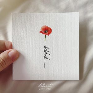 Amapola - Impresión artística en miniatura personalizada a partir de una pintura de acuarela original - Mes de nacimiento: agosto - DelicateAesthetic