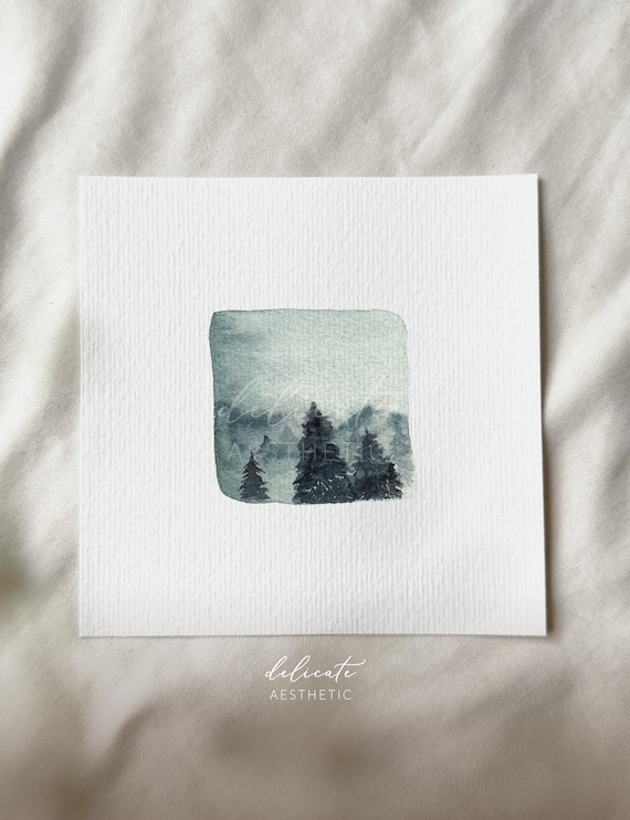 Forest Landscape - Miniature Art Print - Print from my Original Watercolor | DelicateAesthetic