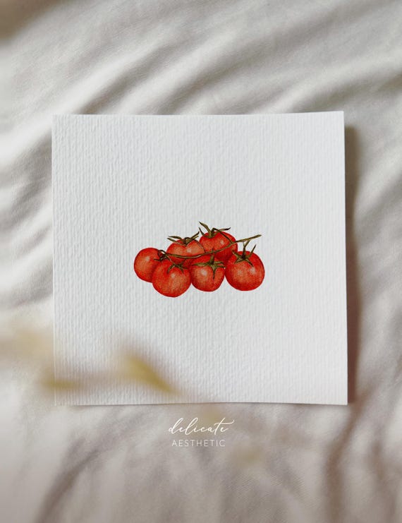 Tomatoes - Miniature art print after my original watercolor | DelicateAesthetic
