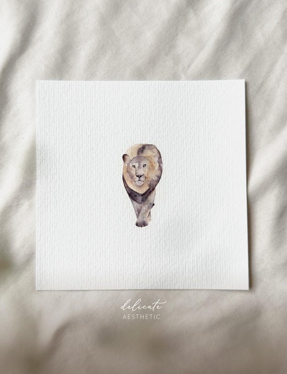 Majestic King of the Savannah: Lion - Miniature Art Print - Print from my Original Watercolor | DelicateAesthetic