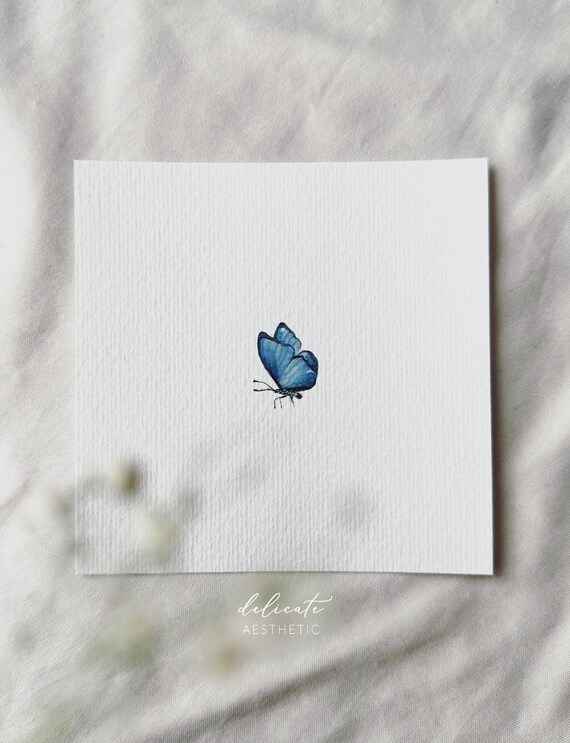Blue Morpho Butterfly - Miniature Art Print - Print from my original watercolor | DelicateAesthetic