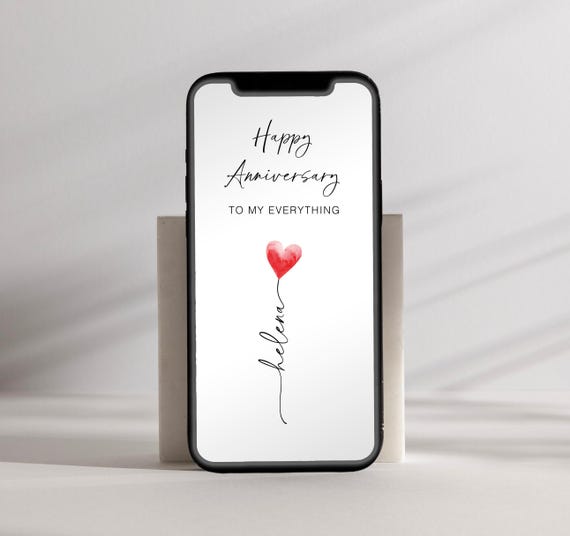 Personalized digital watercolor eCard - romantic card for anniversary, Valentine's Day, love heart, gift for girlfriend, boyfriend partner