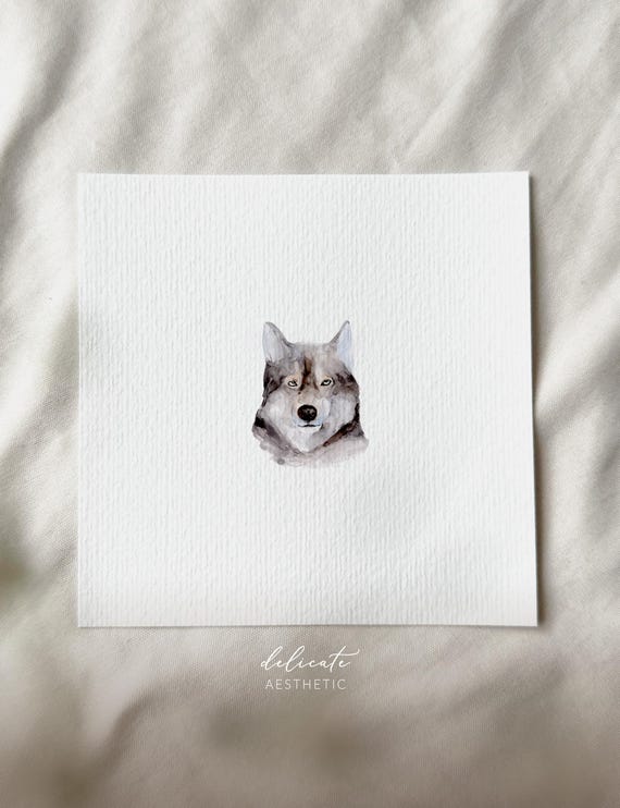 Wolf - Miniature Art Print - Print after my original watercolor | DelicateAesthetic