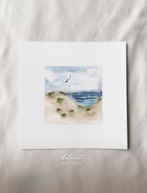 Baltic Sea landscape | Miniature art print | Print after my original watercolor | DelicateAesthetic