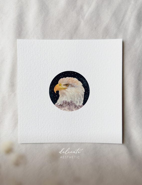 Majestic Eagle | Miniature Art Print | Print from my Original Watercolor | DelicateAesthetic