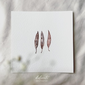 Feuilles d&#39;automne - impression d&#39;art miniature - impression d&#39;après mon aquarelle originale | Esthétique délicate