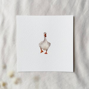 Single file: Watercolor goose in the morning - miniature art print from original