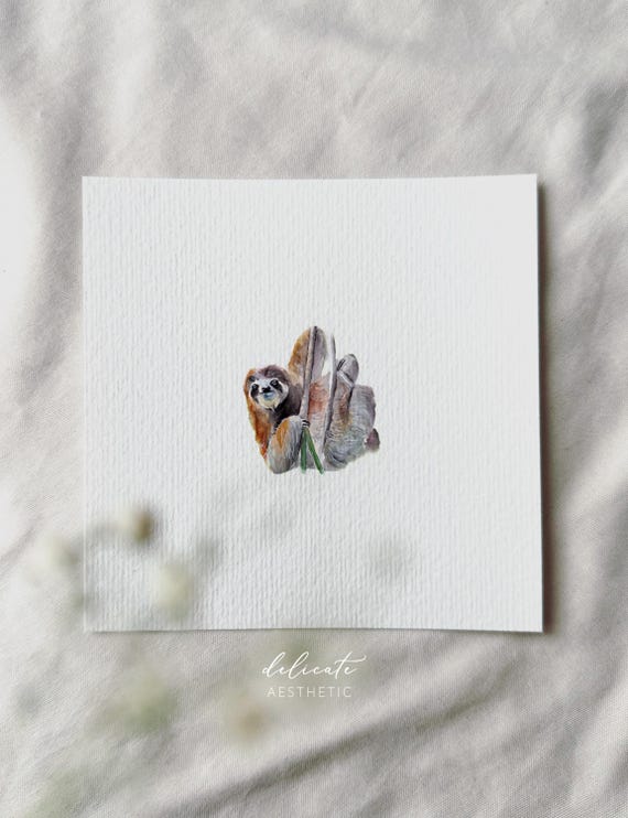 Sloth - Miniature Art Print - Print from my original watercolor | DelicateAesthetic