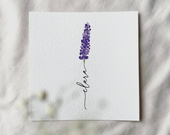 Watercolor Lavender, Personalized Miniature Art Print, Gift Birthday Mother's Day Family Christmas | DelicateAesthetic
