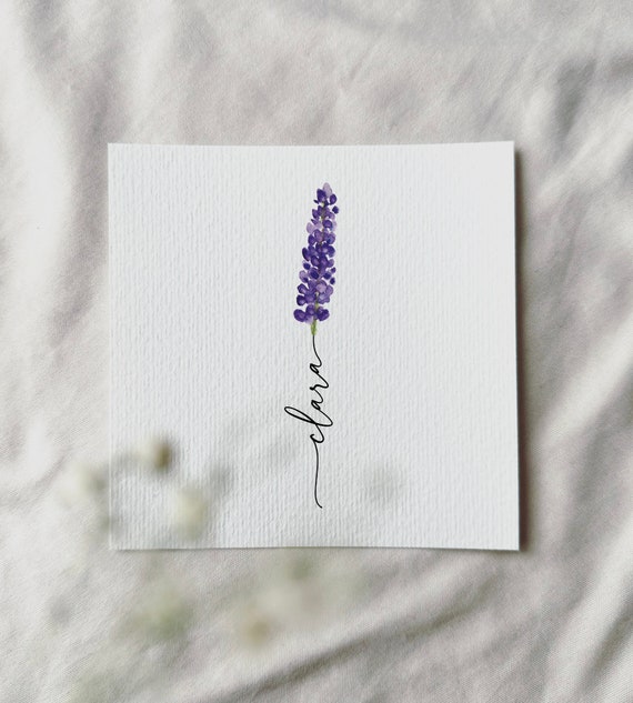 Watercolor Lavender, Personalized Miniature Art Print, Gift Birthday Mother's Day Family Christmas | DelicateAesthetic