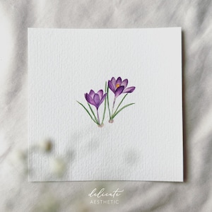 Lila Krokusse | Miniatur Kunstdruck | Druck nach meinem Original Aquarell | DelicateAesthetic