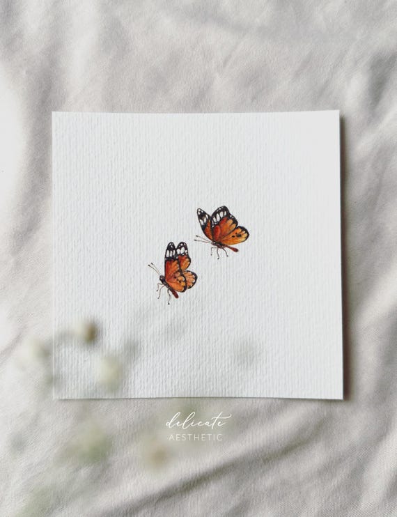 Monarch butterfly - miniature art print - print from my original watercolor | DelicateAesthetic