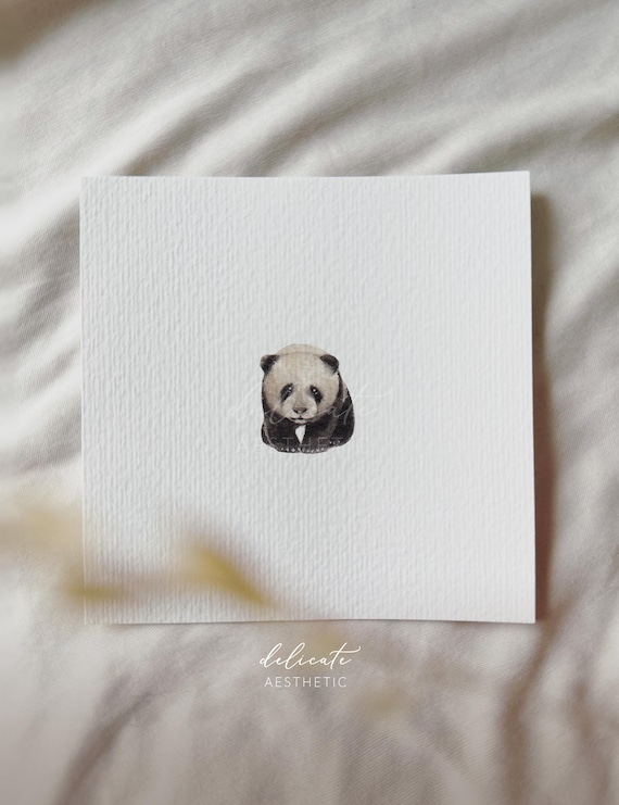 Panda Bear - Miniature Art Print - Print from my Original Watercolor | DelicateAesthetic