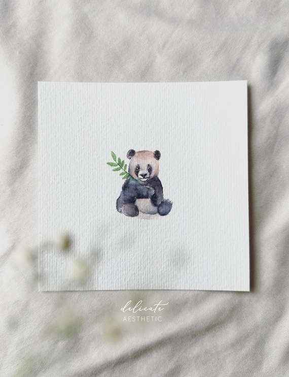 Panda Bear - Miniature Art Print - Print from my original watercolor painting | DelicateAesthetic