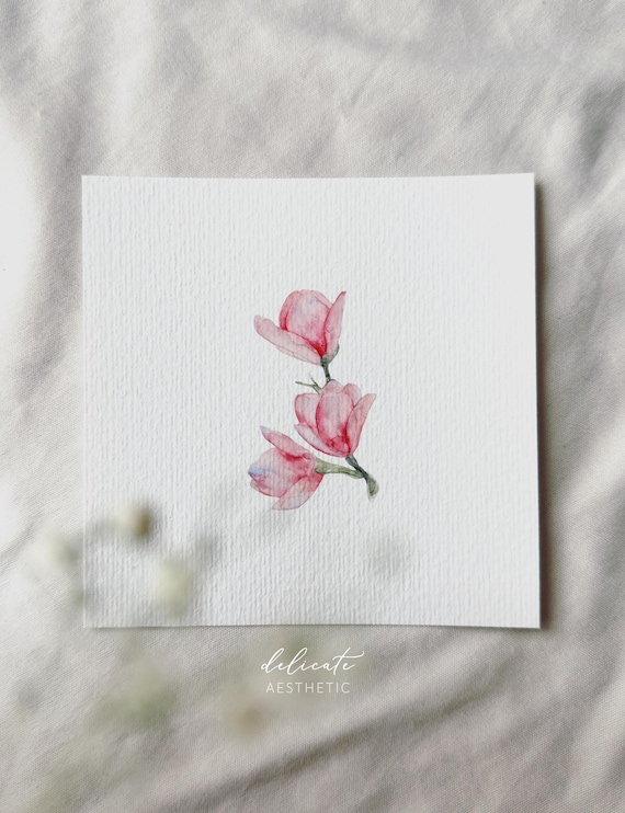 Spring melody: blooming magnolia branch | Miniature art print | Print after my original watercolor | DelicateAesthetic