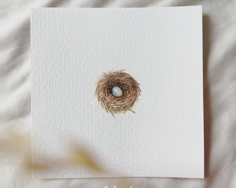 Nest | Miniature art print | Print from my original watercolor | DelicateAesthetic